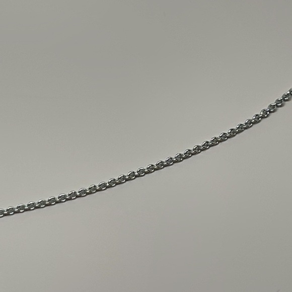 14k real solid white gold and mothers pearl and sapphire necklace - Picture 4 of 6